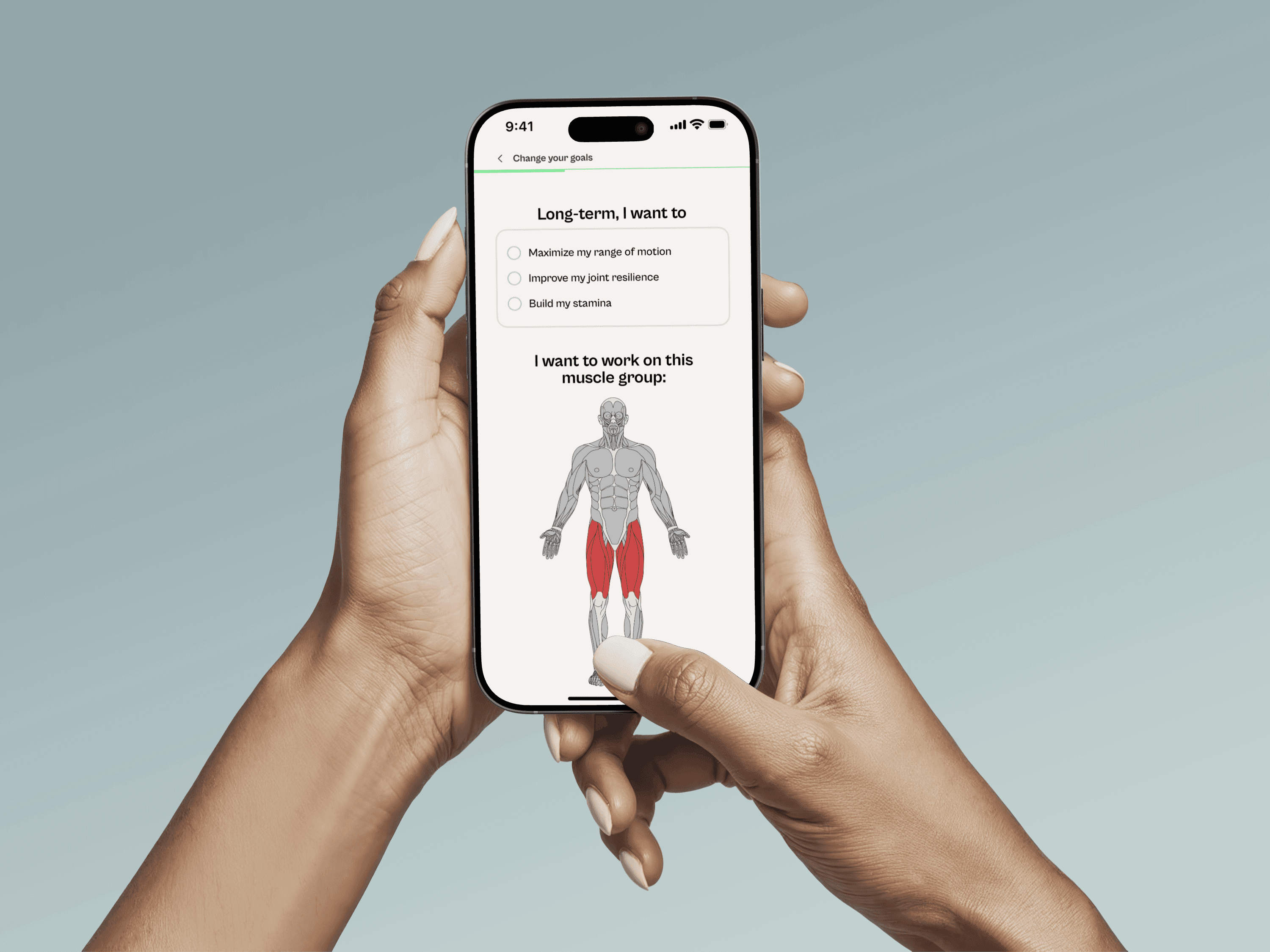 PLACEHOLDER: Final prototype screens in iPhone mockup frames — home screen, pain point selection, and routine confirmation. (stretchwell-12.png)